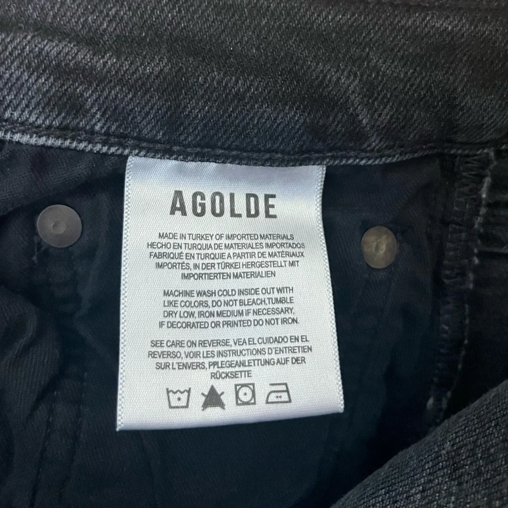 AGOLDE Riley Size 29 Washed Black High Rise Straight Crop Jeans - Picture 7 of 8